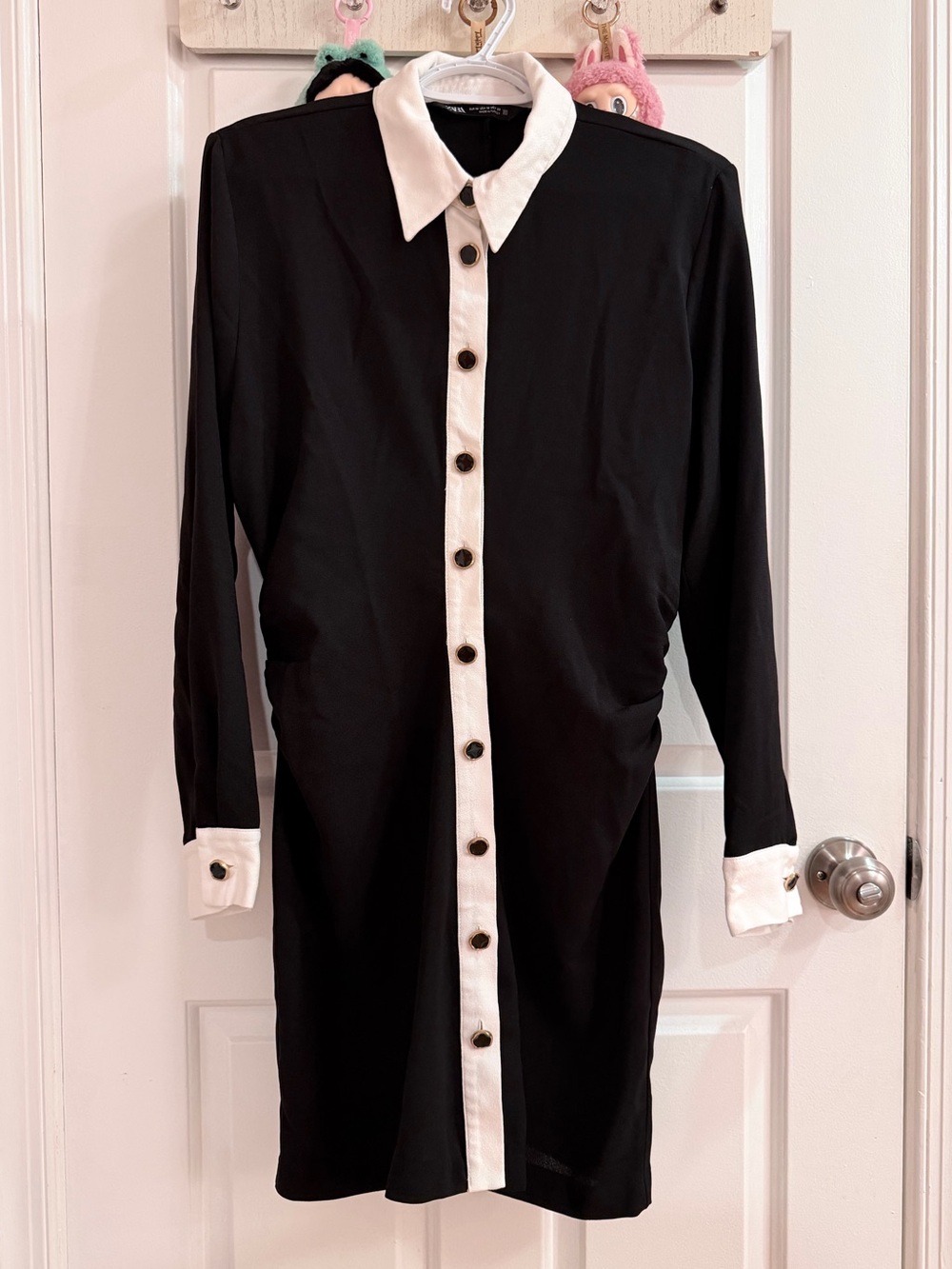 Zara Black Dress with White Collar and Placket